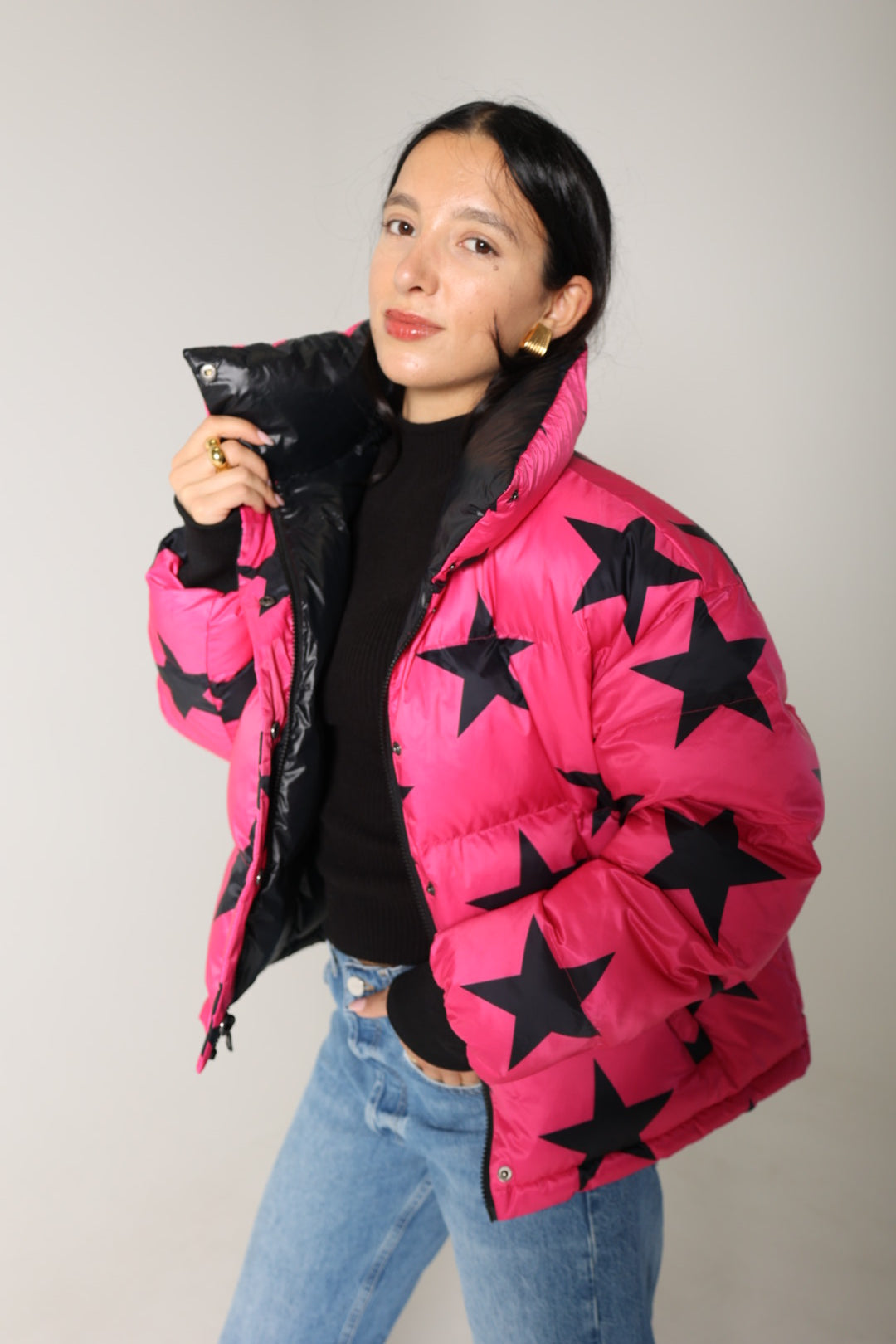 Stars Cropped Reversible Bomber